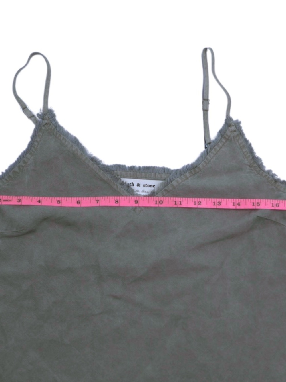 Cloth & Stone Sage Green Frayed Trim Tank Anthropologie Size S - Picture 5 of 7